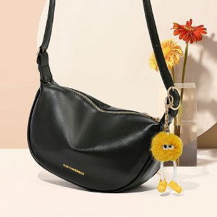 Soft-Leather Fun-Charm Cross-Body Bag