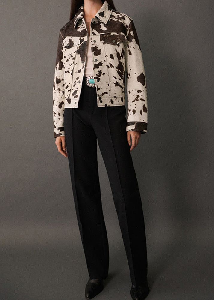 Wild West - Cow Print Faux Fur Jacket