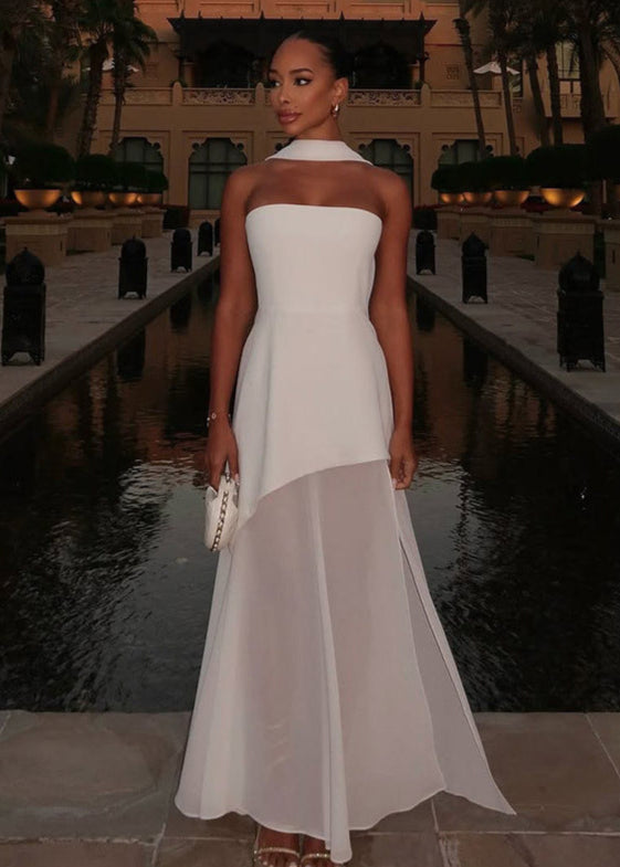 Seraphina – Strapless Chiffon Panel Gown with Asymmetrical Drape