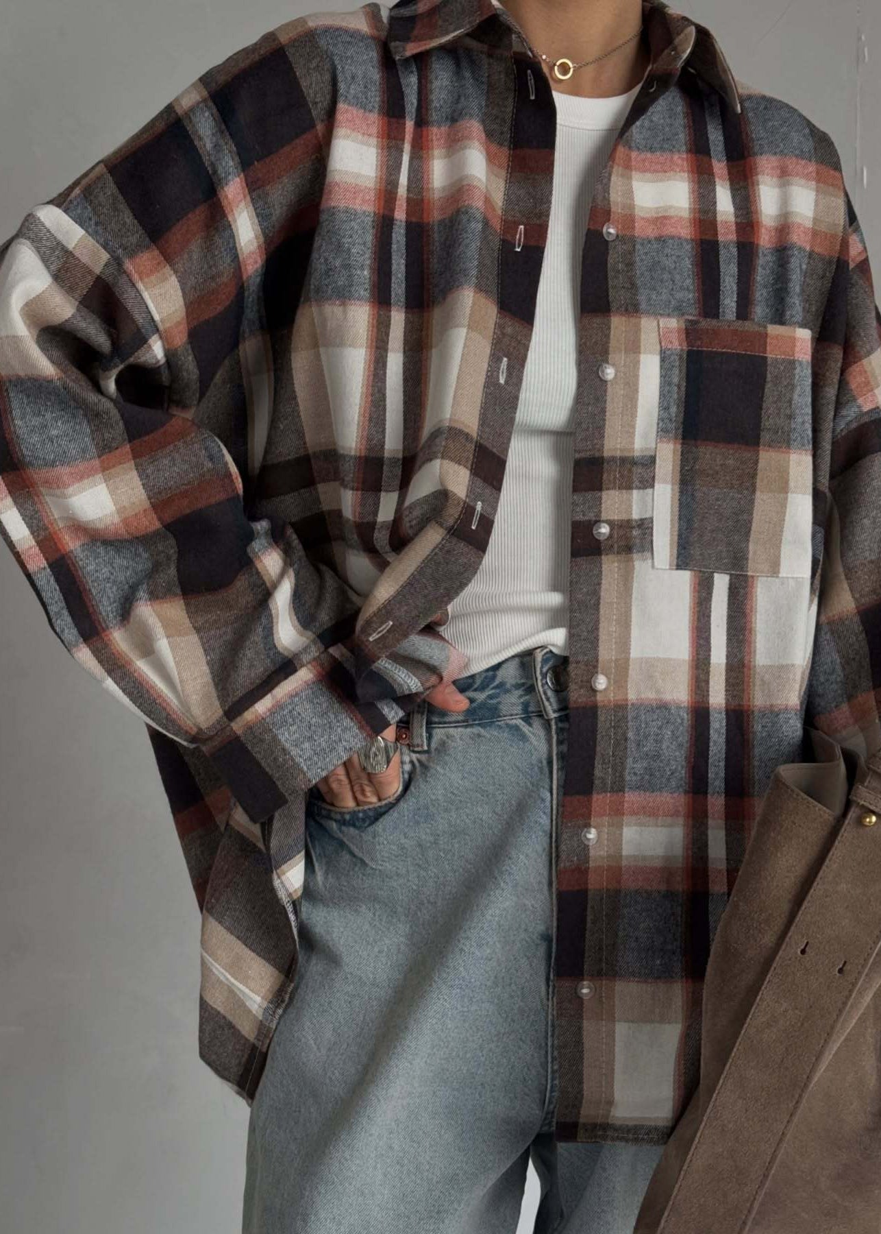 Oversized Plaid Flannel Shirt