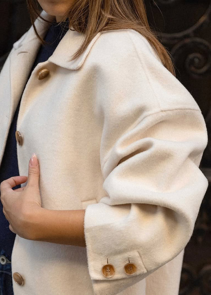 Ivory Grace - Cropped Wool-Blend Jacket