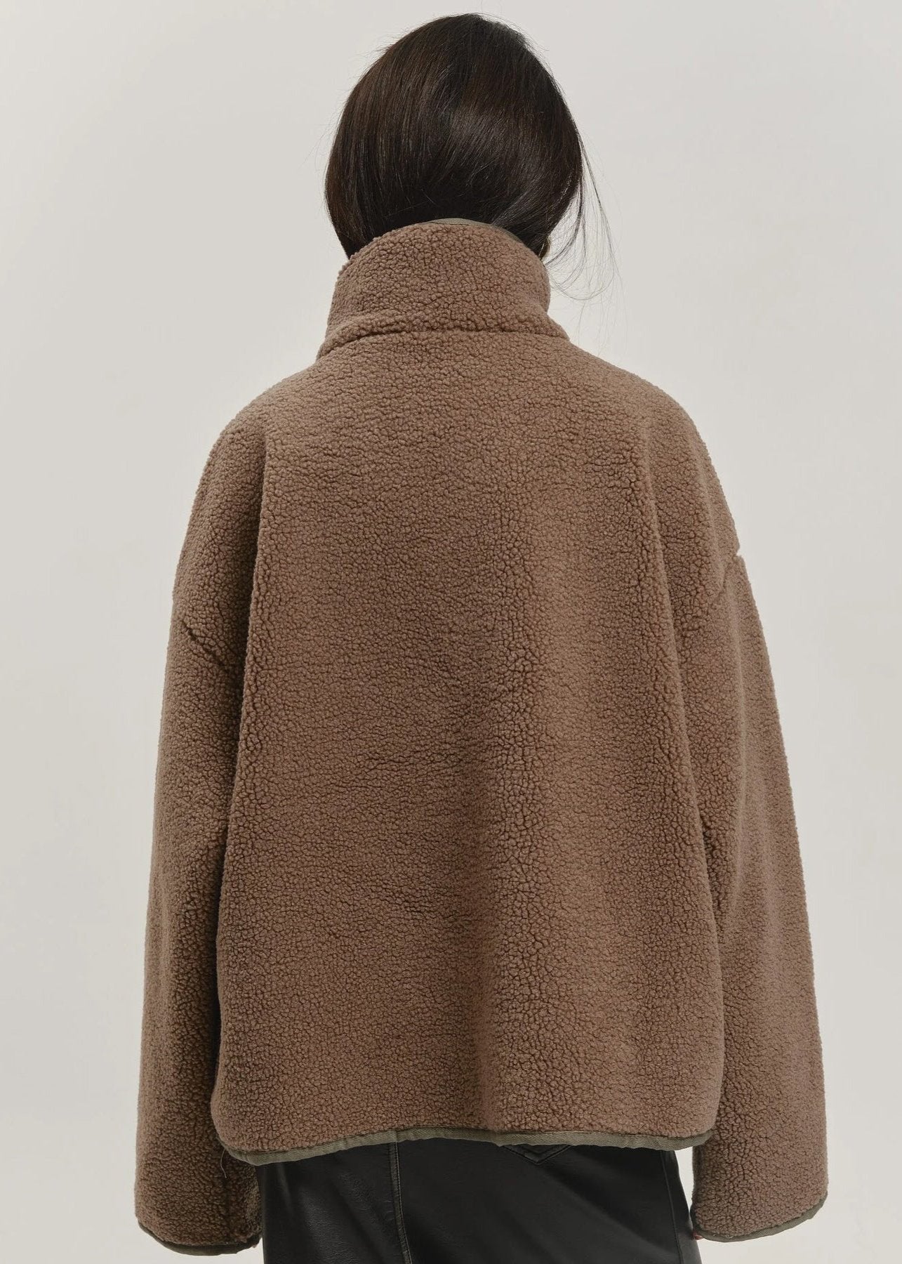 Cozy High-Collar Teddy Pullover