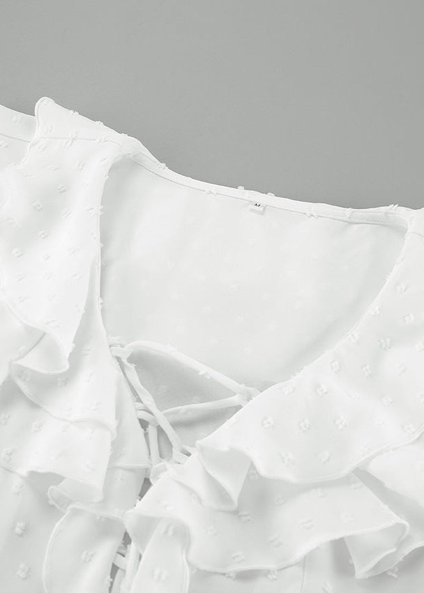 Delphine - Blouse à lacets froncée en dentelle