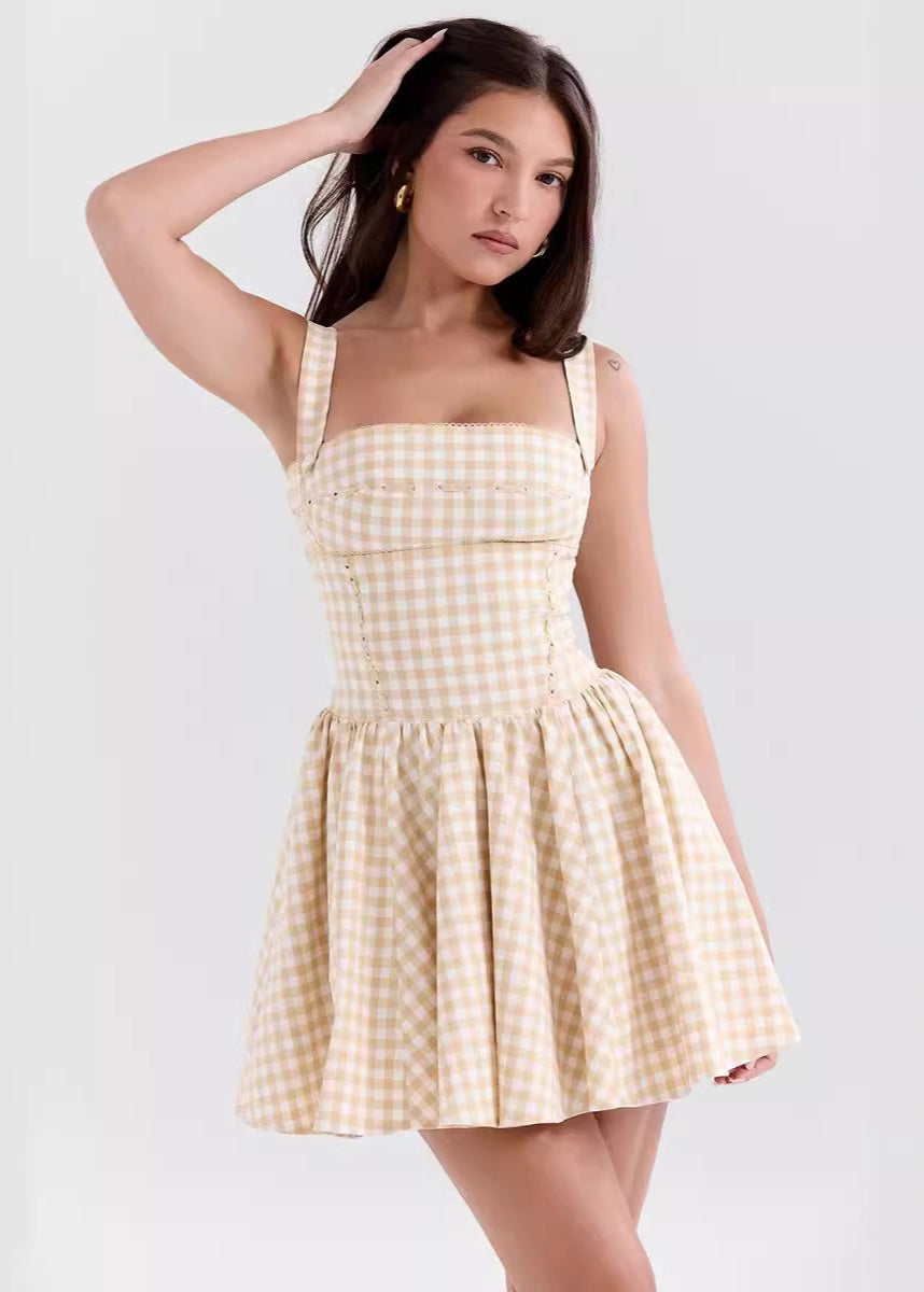 Daisyfield Charm - Sleeveless Gingham Mini Dress