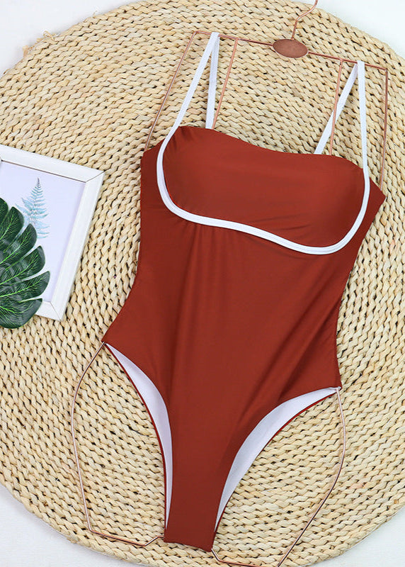 Savanna Chic - Contrast Trim One-Piece Swimsuit