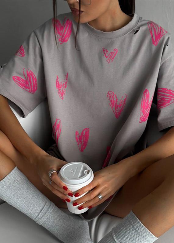 Heart Sketch Oversized Tee