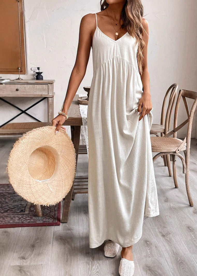 Isla - Flowy Linen Blend Maxi Sundress