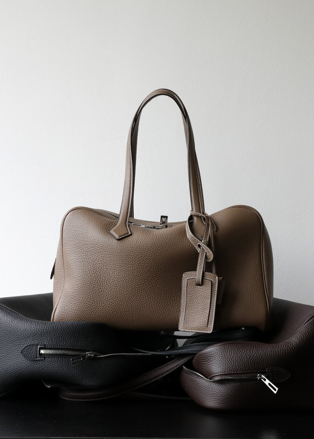 Amara - Pebbled Leather Travel Tote Bag