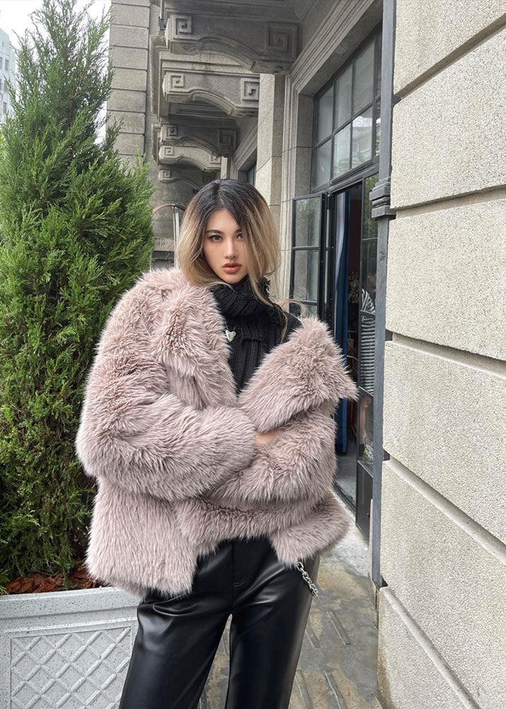 LuxeFox Suit Collar Fur Coat