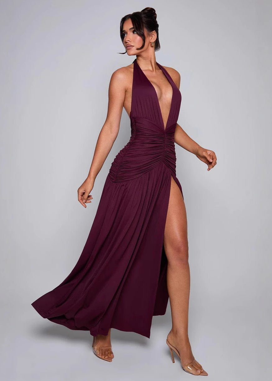 Amaranthine Halter Maxi Jurk