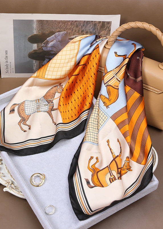 Equestra - Vintage Horse Print Satin Scarf
