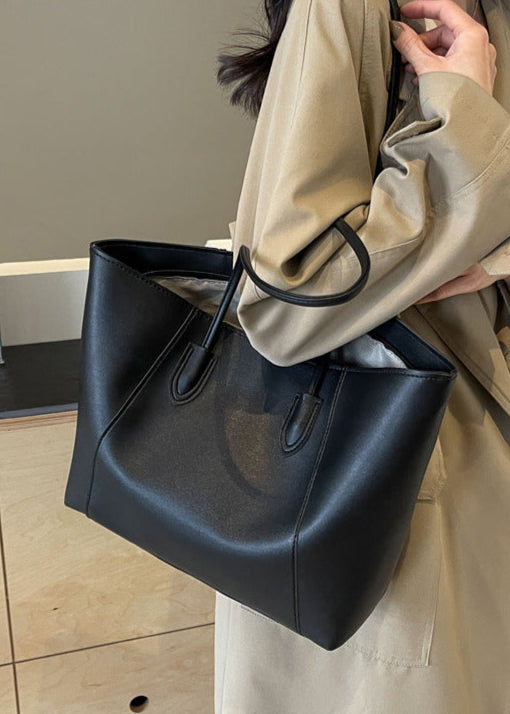 Elara – Two-Tone PU Leather Tote Bag with Long Shoulder Straps