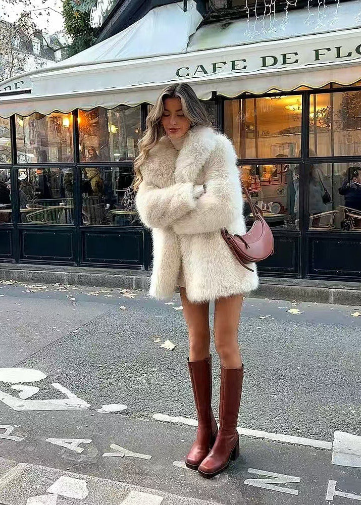 Ivory Plush Faux Fur Coat