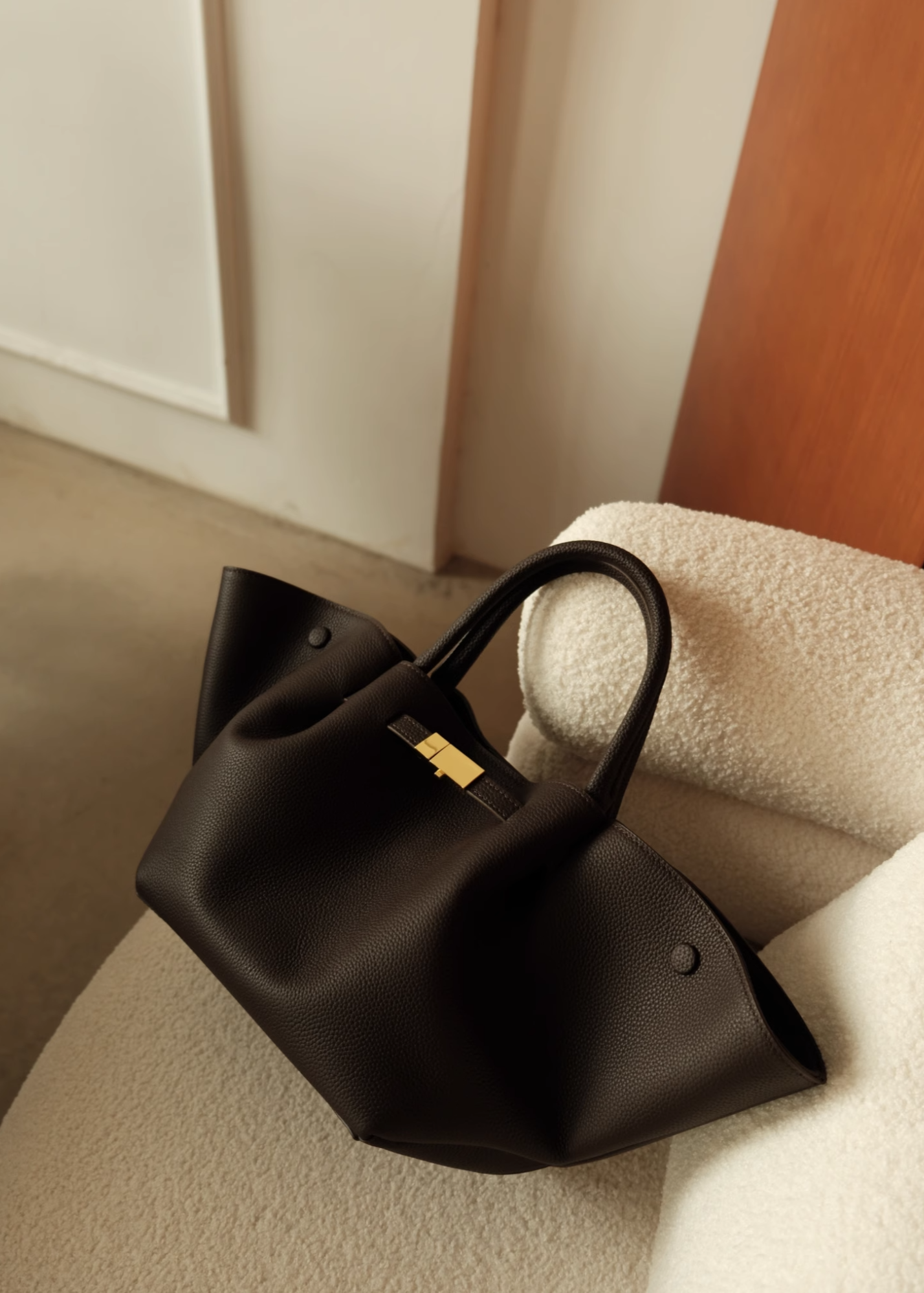 Luxe Leather Wide Tote Bag