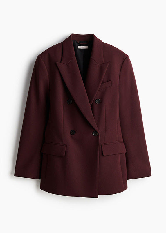 Merlot Tailored Double-Breasted Blazer