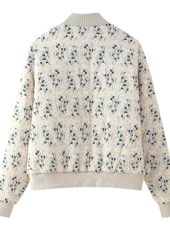 Floral Embroidered Quilted Bomber Jacket