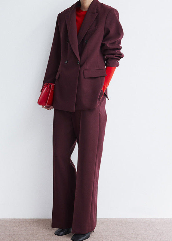 Merlot Tailored Double-Breasted Blazer