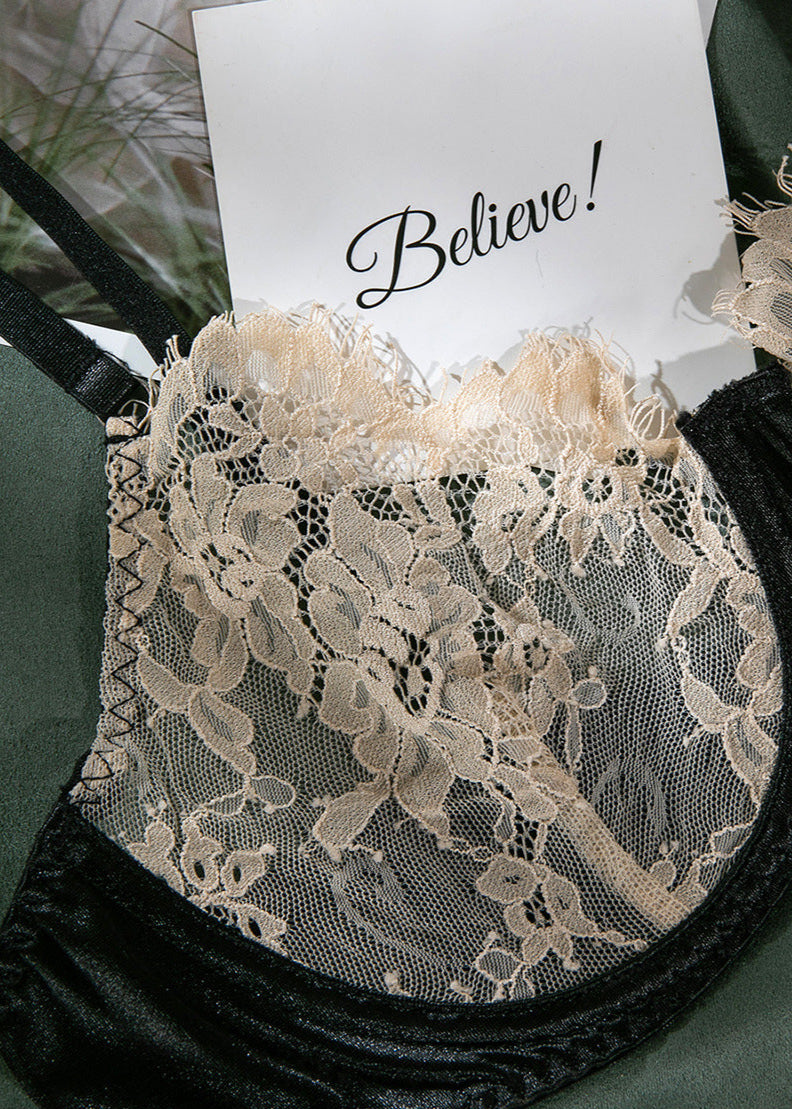 Velina - Sheer Lace & Satin Underwire Lingerie Set