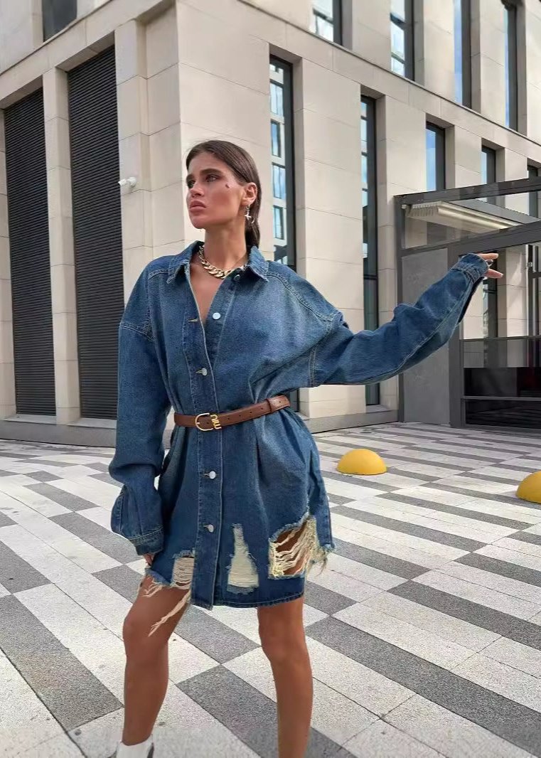 Robe Chemise en Jean Délavé