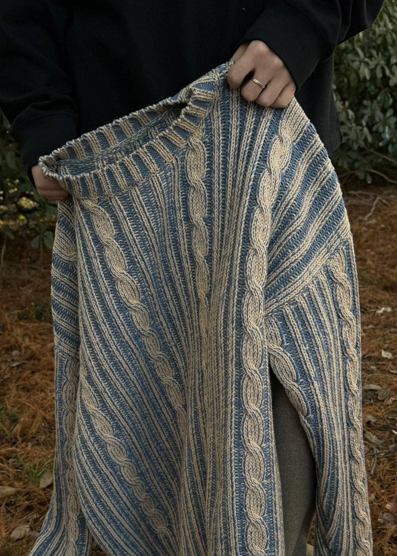 Striped Knit Oversized Sweater - Cozy Long Sleeve Pullover