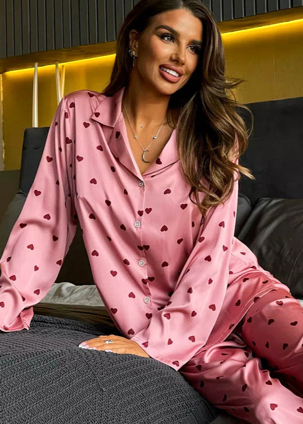 Amora - Satin Heart Pajama Set