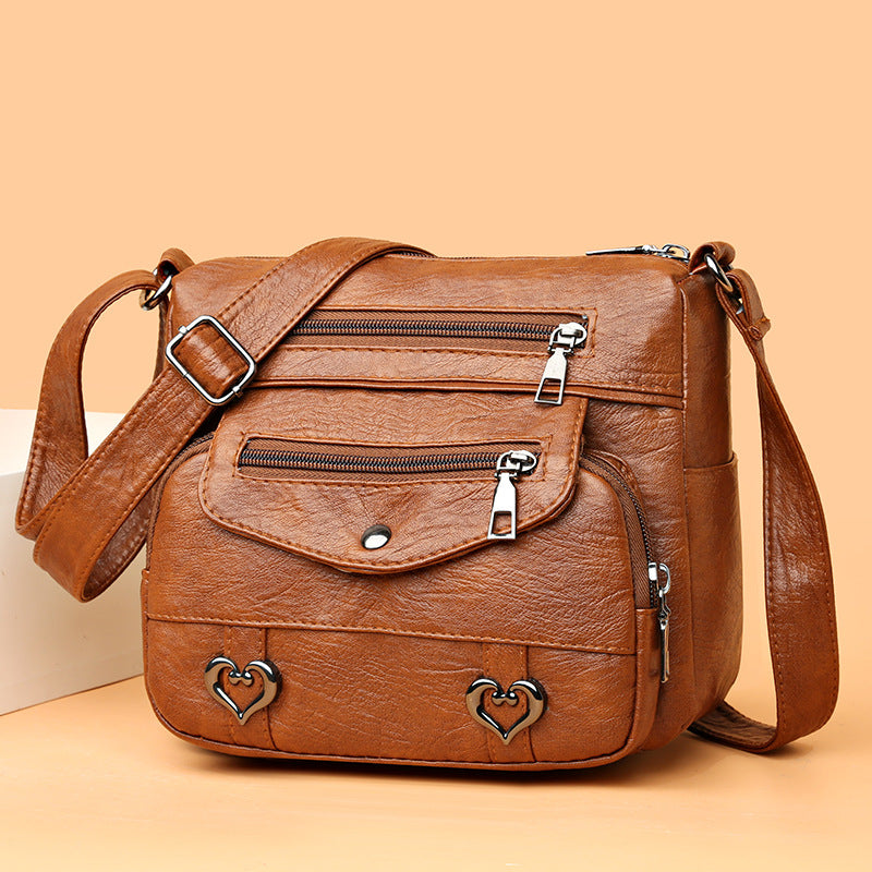 Soft-Leather Multi-pocket Shoulder Bag