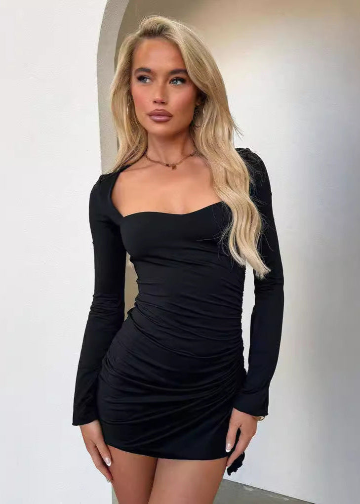 Celeste - Ruched Long Sleeve Mini Dress