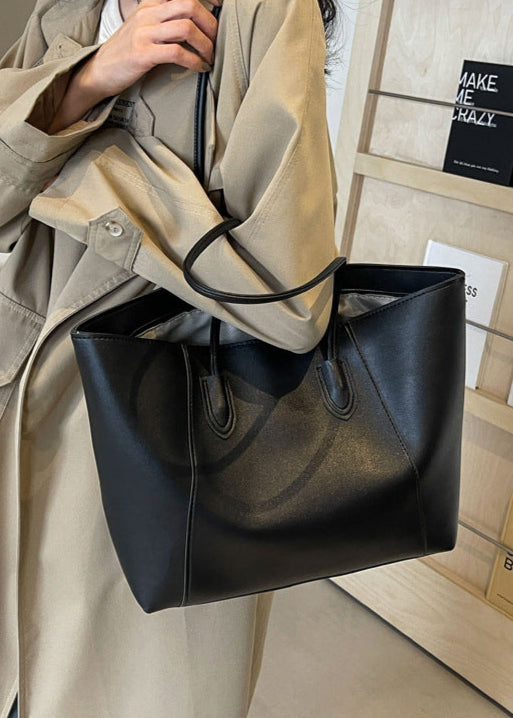 Elara – Two-Tone PU Leather Tote Bag with Long Shoulder Straps