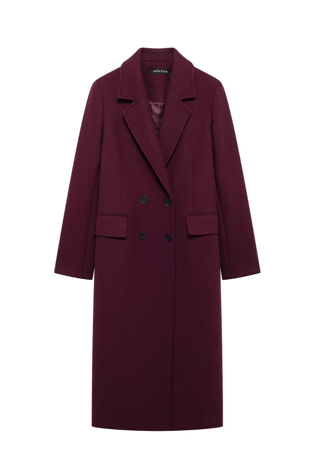 Bordeaux Charm - Double-Breasted Wool Coat