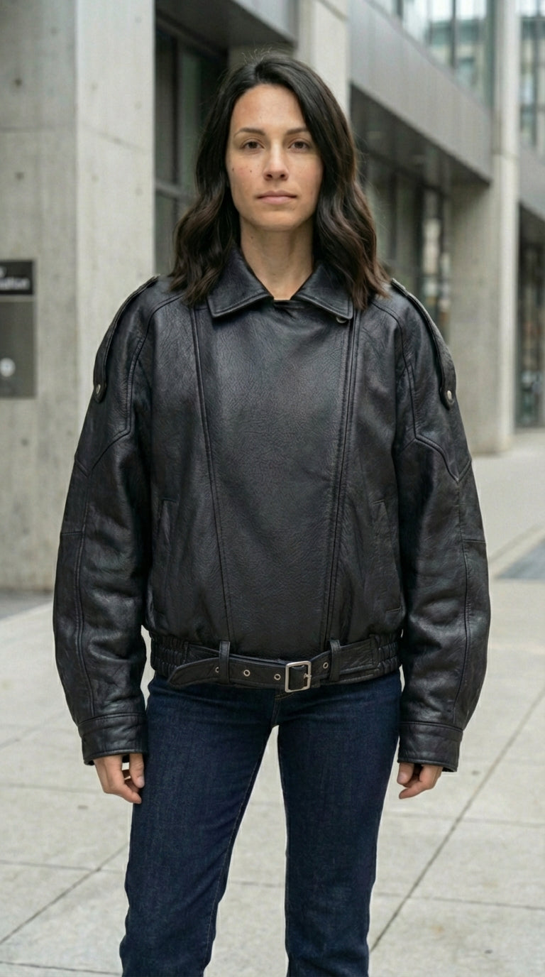 Oversized Leather Biker Jacket56