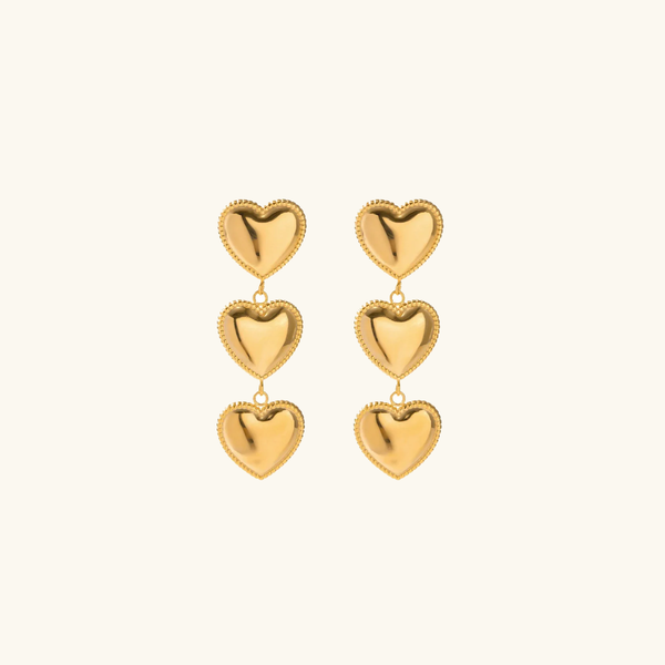 Luna Love - Triple Heart Gold Earrings