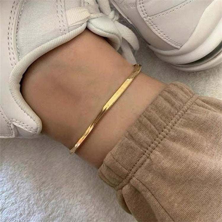 Radiant Gold Herringbone Anklet