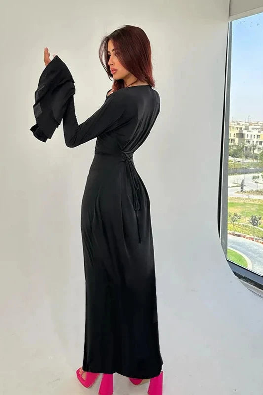 Monaco Elegance - Robe longue à manches volantées