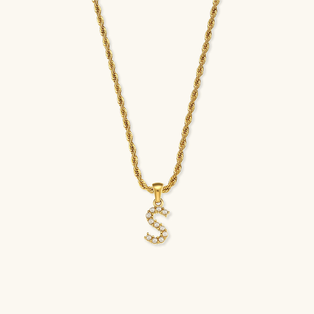 Aurora Pearl Initial Necklace