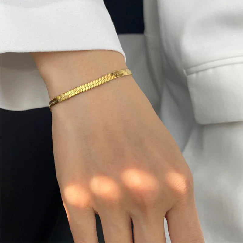 Seraphina Herringbone Gold Bracelet