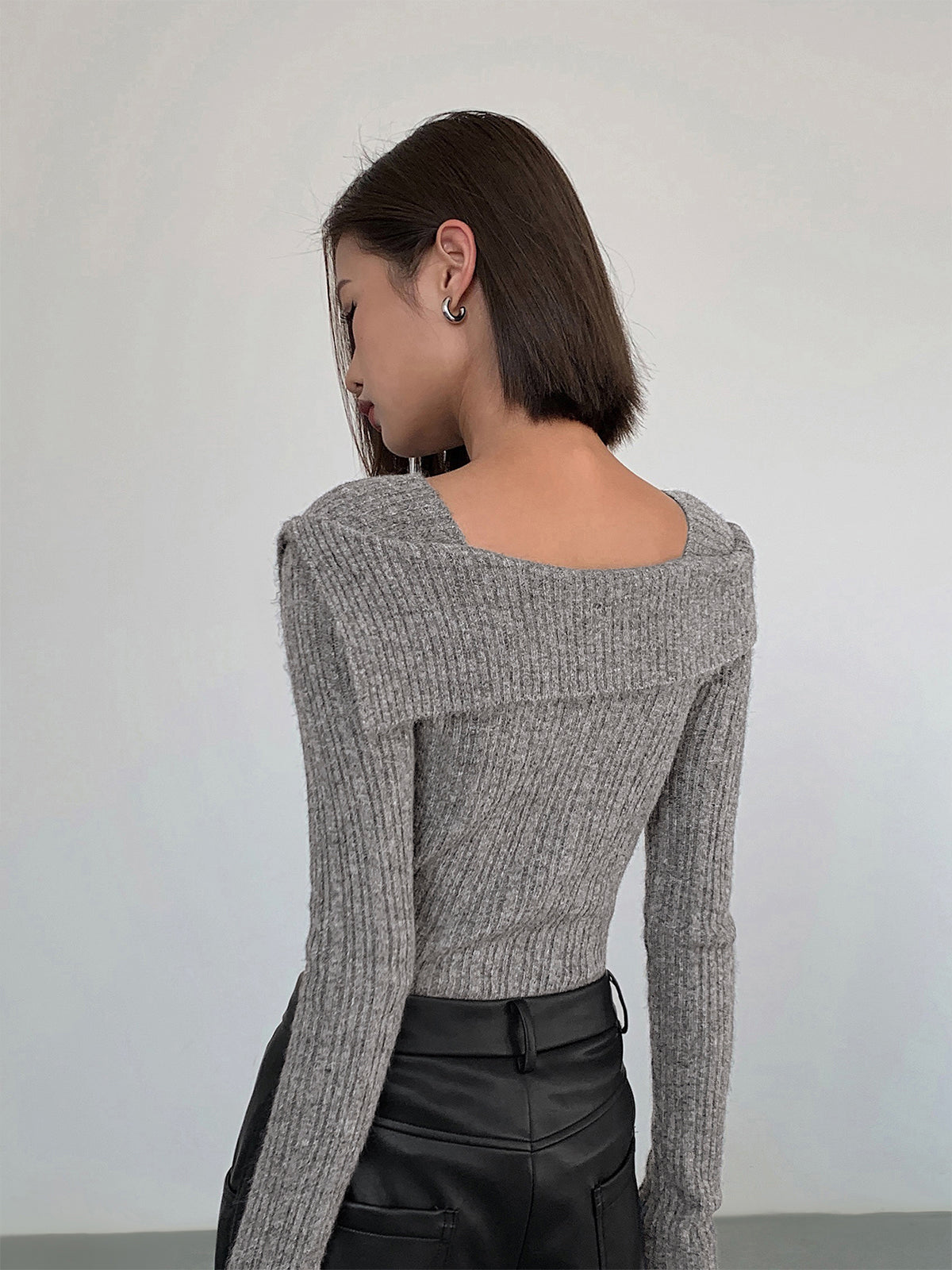 Sleek Elegance - Asymmetric Ribbed Knit Top