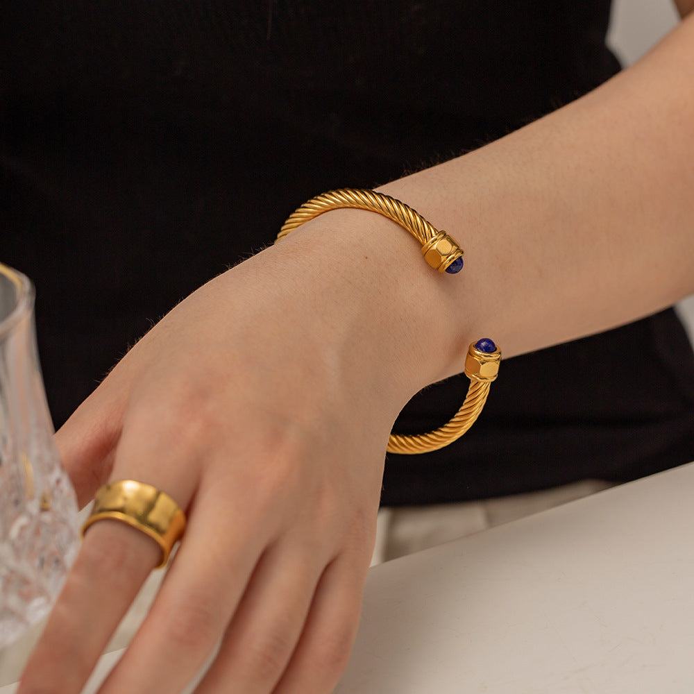 Thea Gemstone Gold Cuff