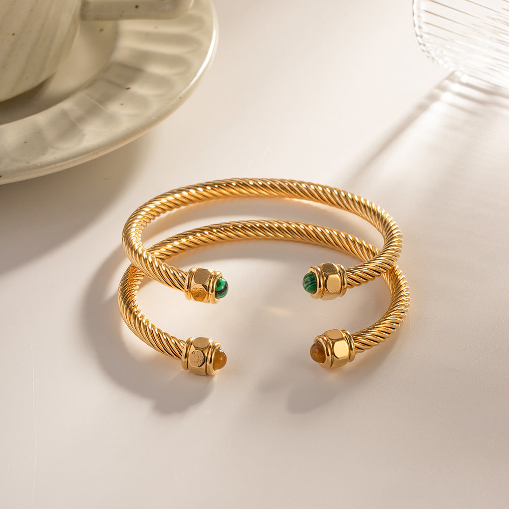 Thea Gemstone Gold Cuff