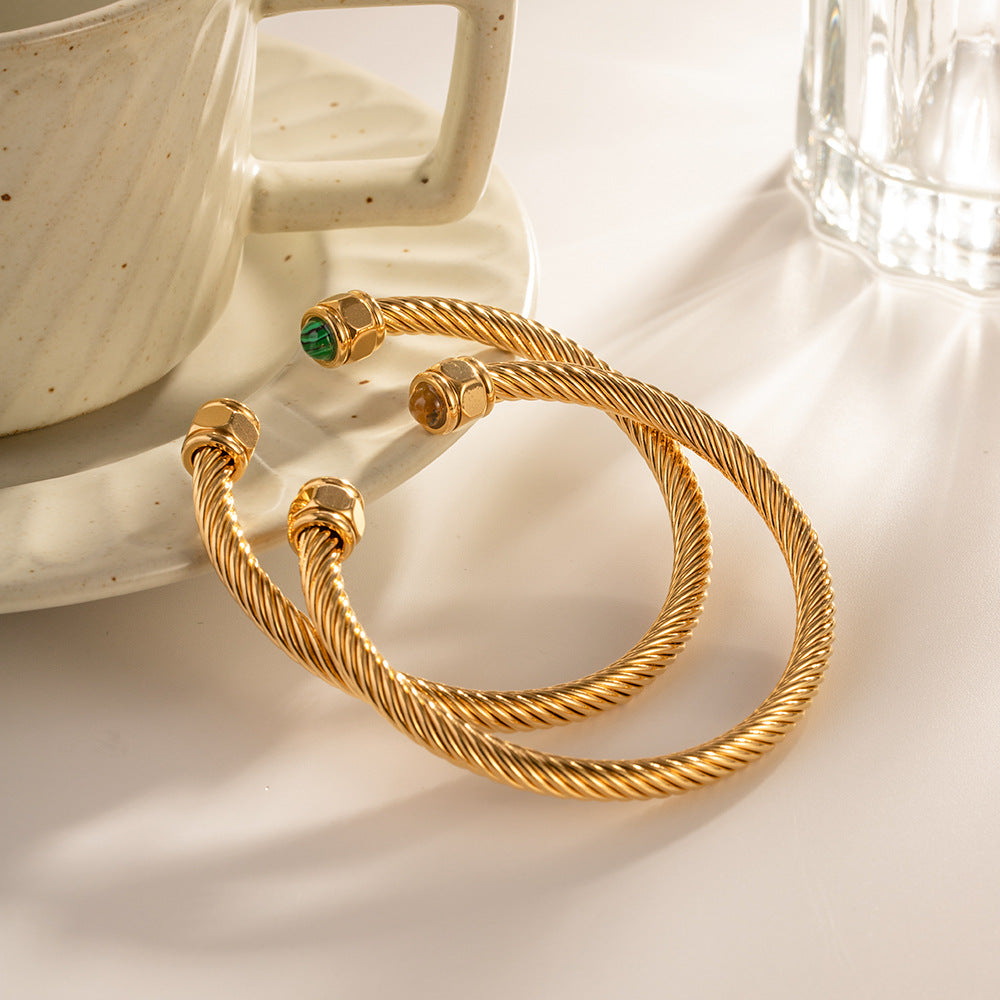 Thea Gemstone Gold Cuff