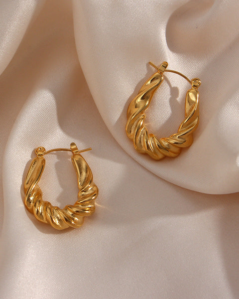 Velora Twist - Sculpted Gold Hoop Earrings