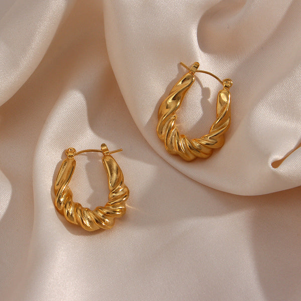 Velora Twist - Sculpted Gold Hoop Earrings