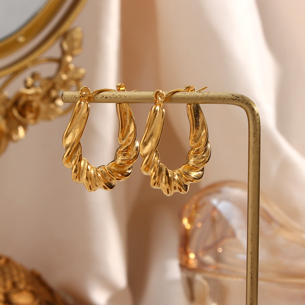 Velora Twist - Sculpted Gold Hoop Earrings