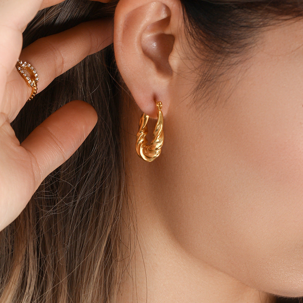 Velora Twist - Sculpted Gold Hoop Earrings