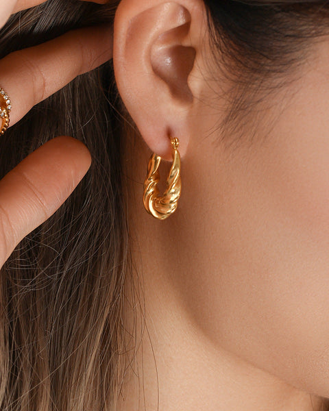 Velora Twist - Sculpted Gold Hoop Earrings