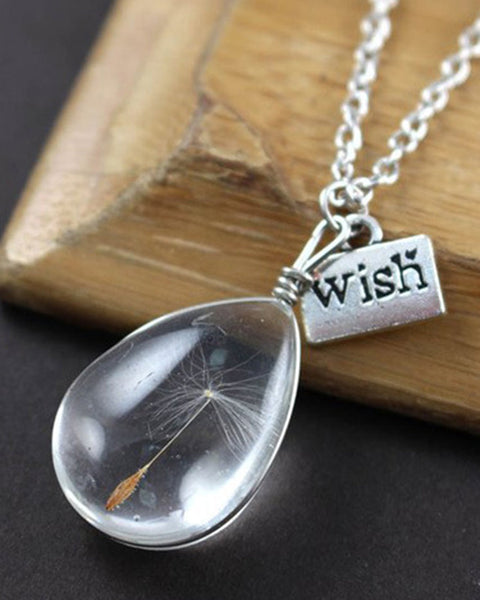 Reversible Crystal Pendant Dandelion Time Stone Necklace