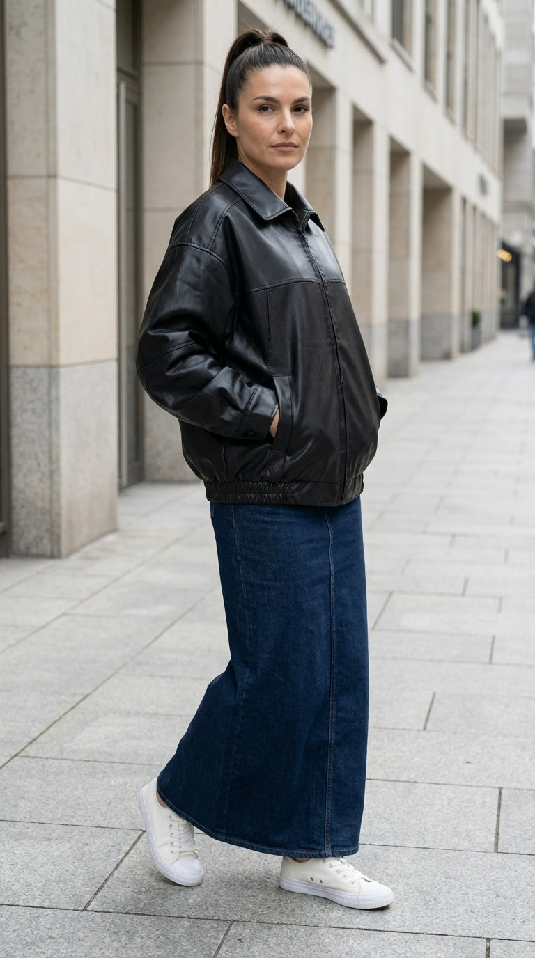 Chaqueta de cuero para mujer – Estilo inspirado en locomotoras