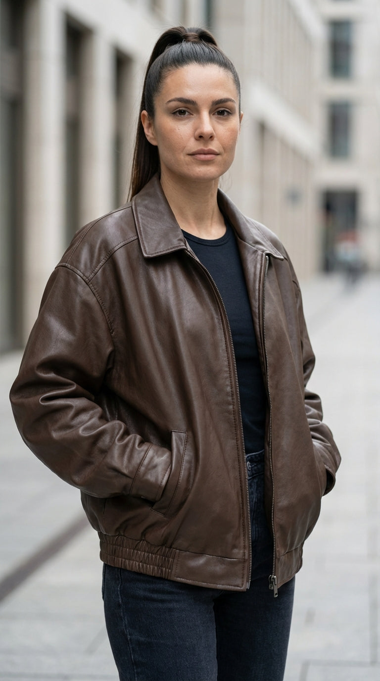 Chaqueta de cuero para mujer – Estilo inspirado en locomotoras