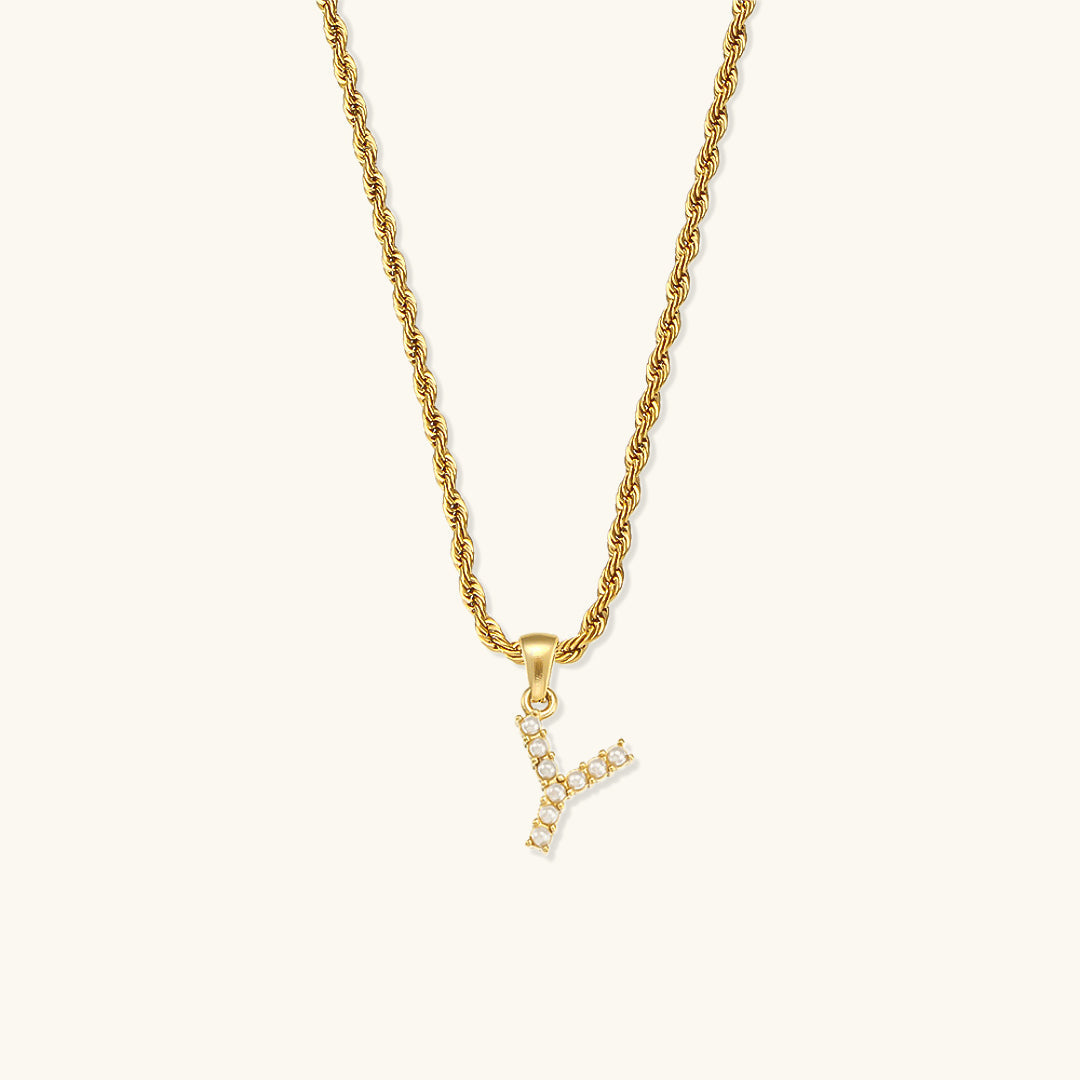 Aurora Pearl Initial Necklace