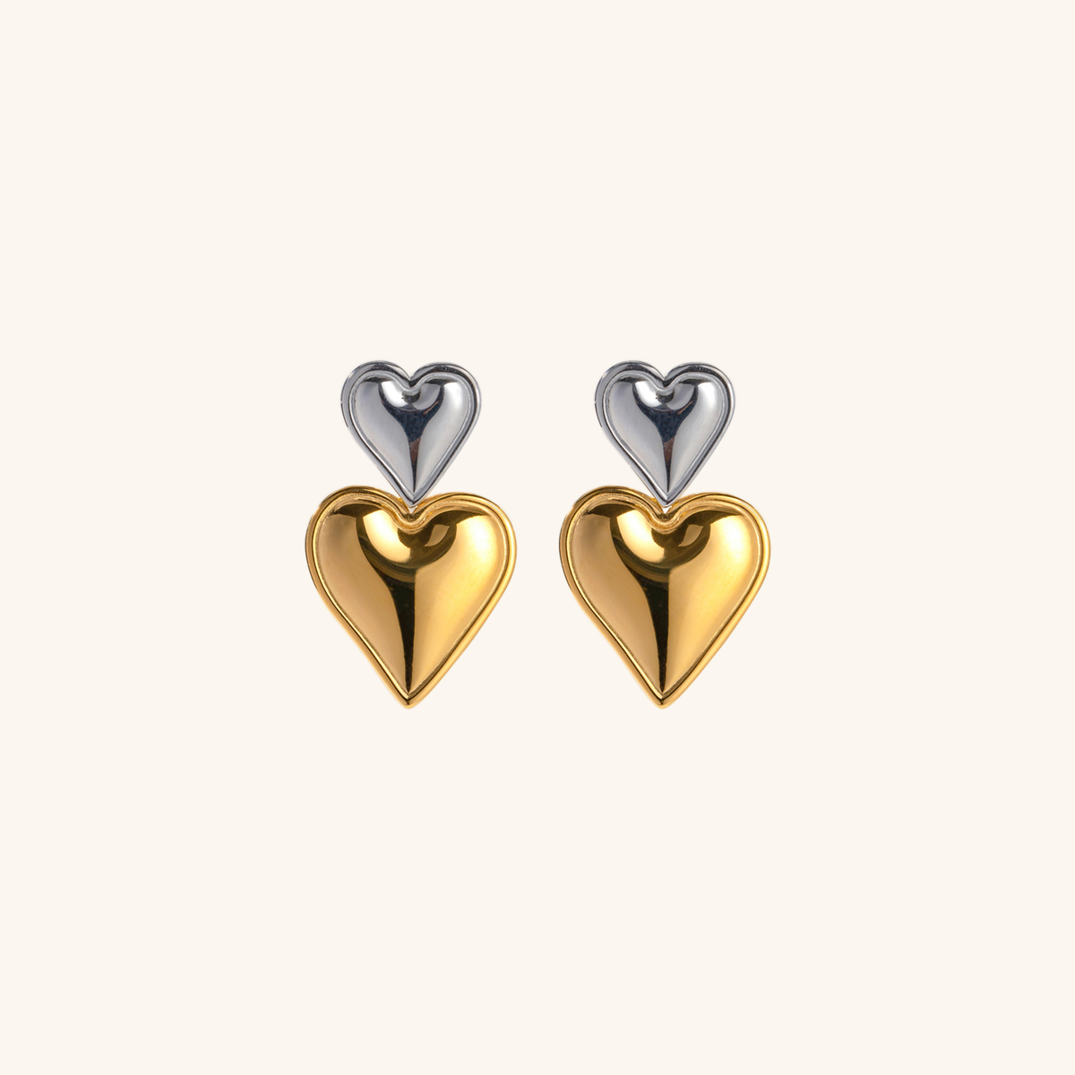 Zara Hearts - Two-Tone Earrings