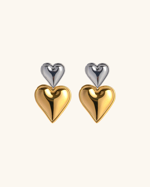 Zara Hearts - Two-Tone Earrings